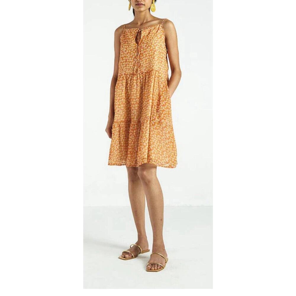 Reistor Sunset to Sunrise Dress‎ Size Small Sleeveless Tiered Orange Floral NWT